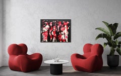 "Between B&W" - Muted Contemporary Mixed Media Abstract in Black and Red