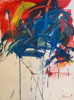 'Blue Red Yellow' Oil On Canvas  Contemporary, Colorful , Abstract by Masri