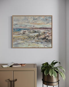 "By the Sea" - Modern Textured Mixed Media Impasto Post-Impressionist Painting