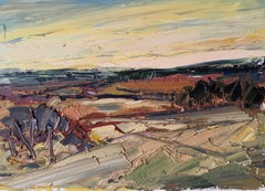 "Outside Of Florence" par Masri - Peinture à l'huile de paysage contemporain dans les tons de la terre