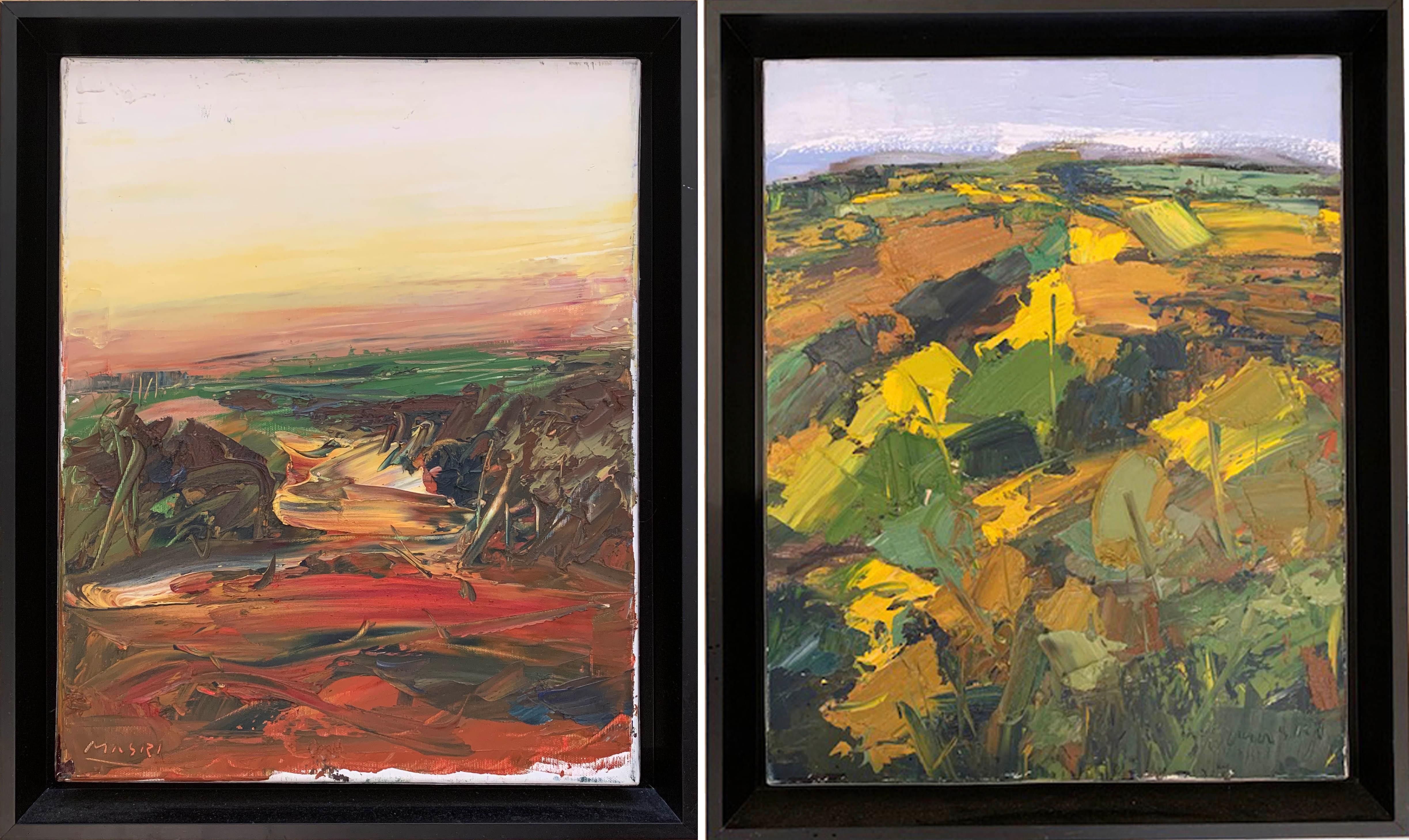 "Diptych" Oil on Canvas Landscape Painting By Masri - Contemporary