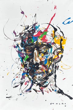 "Disrupted" di Masri - Ritratto astratto colorato dipinto a mani nude dall'artista