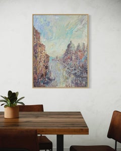 "Dreaming Venice" - Vibrant Colorful Textural Modern Post-Impressionist Artwork
