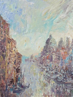 "Dreaming Venice" - Vibrant Colorful Textural Modern Post-Impressionist Artwork