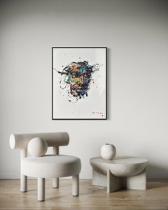 "Essence Persona" di Masri - Ritratto astratto dipinto a mano in nero e ocra