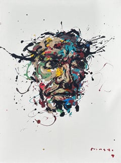 "Essence Persona" di Masri - Ritratto astratto dipinto a mano in nero e ocra