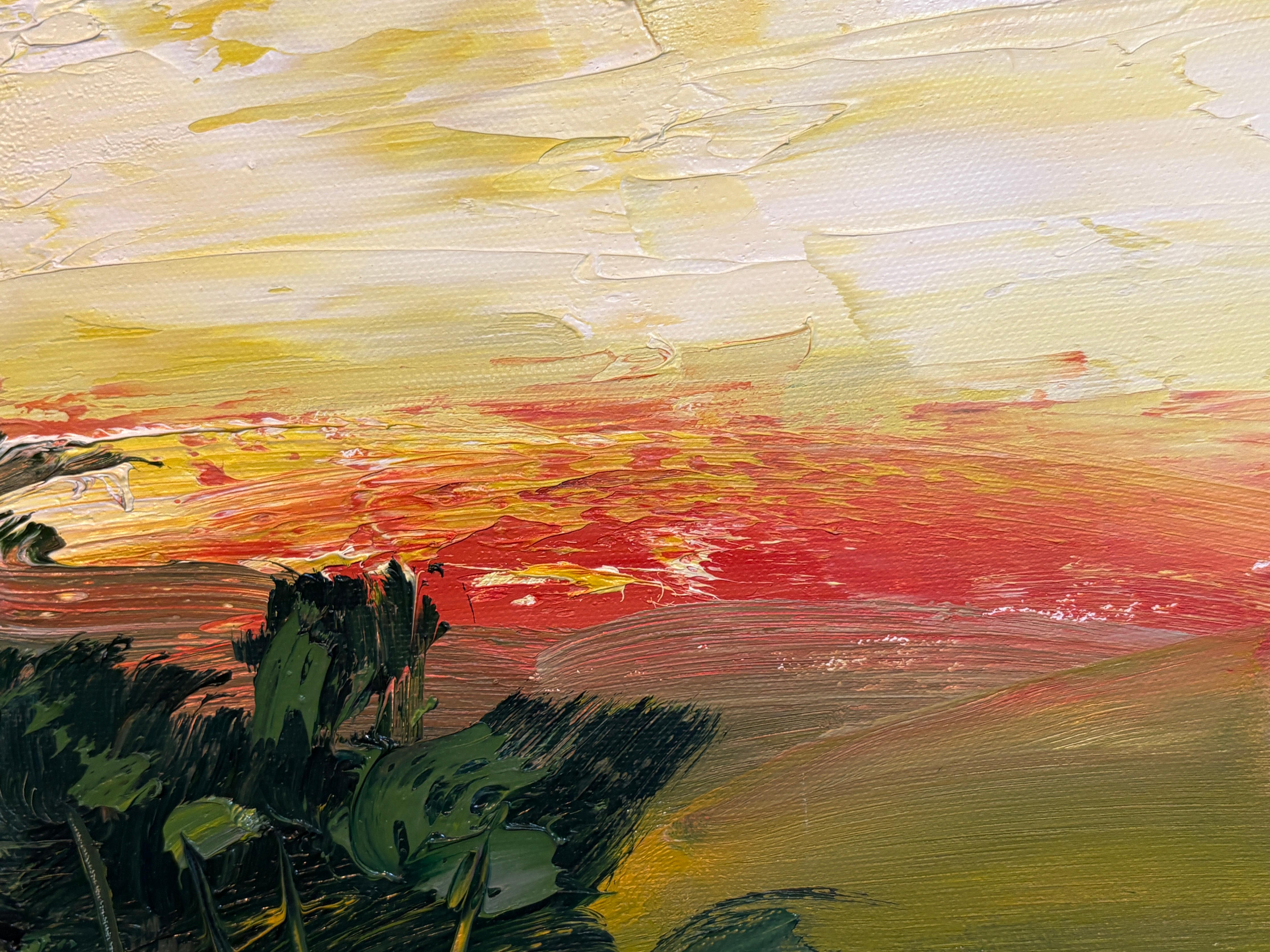 Paesaggio astratto espressionista 'Sunset' di Masri - Abstract Painting Marrone di Masri Hayssam