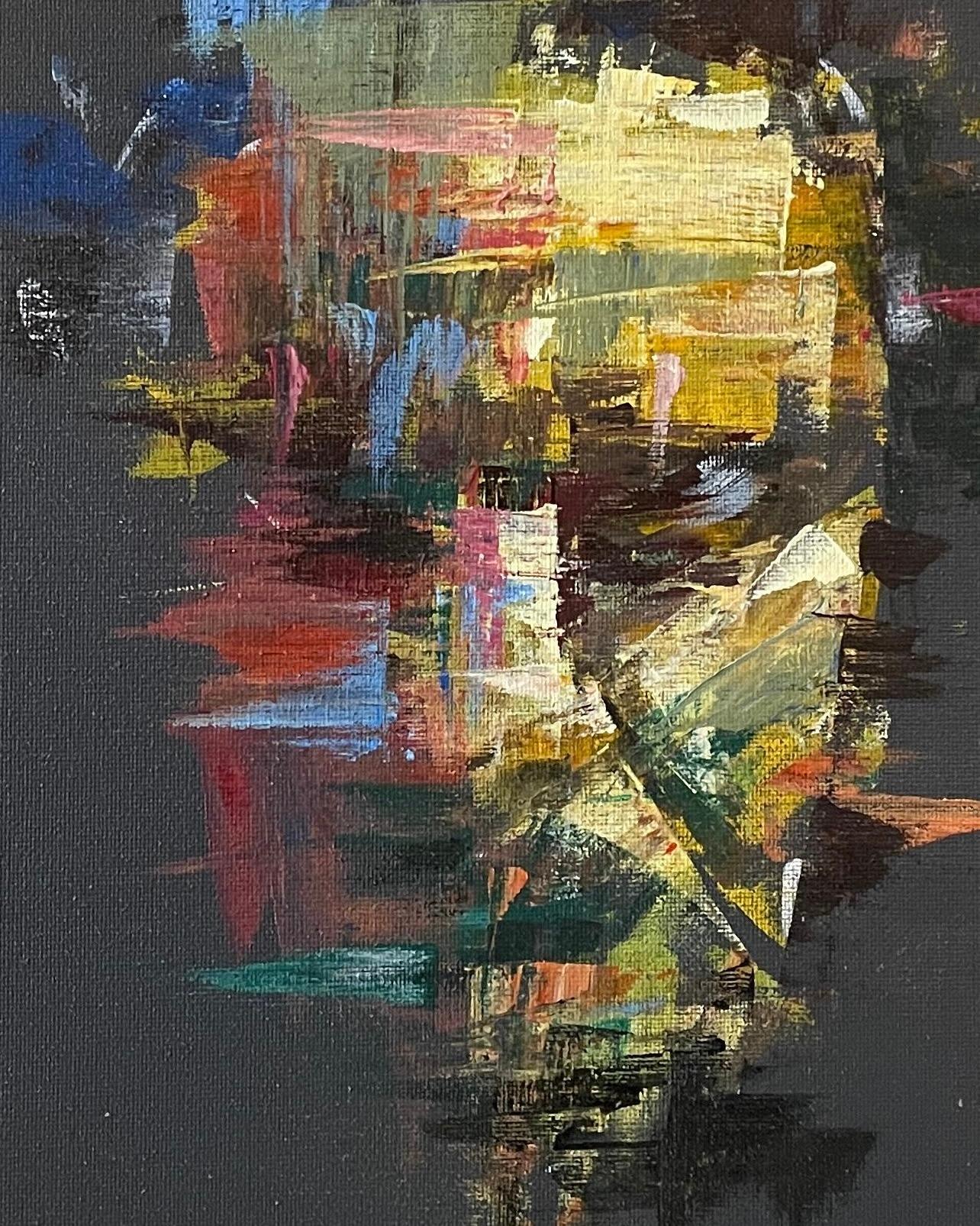 Petit portrait masculin expressionniste abstrait de Masri en vente 5