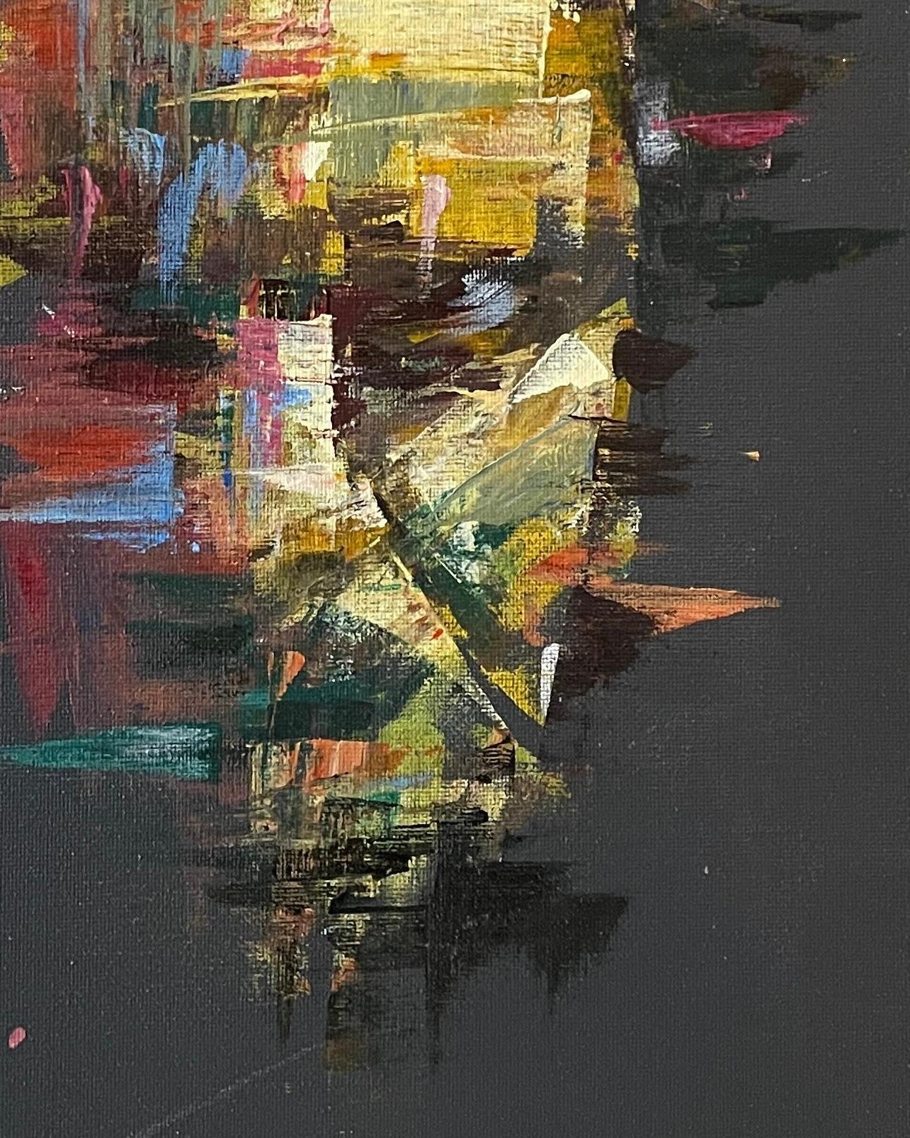 Petit portrait masculin expressionniste abstrait de Masri en vente 3