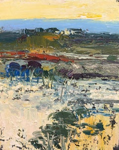 "Gold Skies" - Original Sunset Landscape - Italian Countryside with Trees