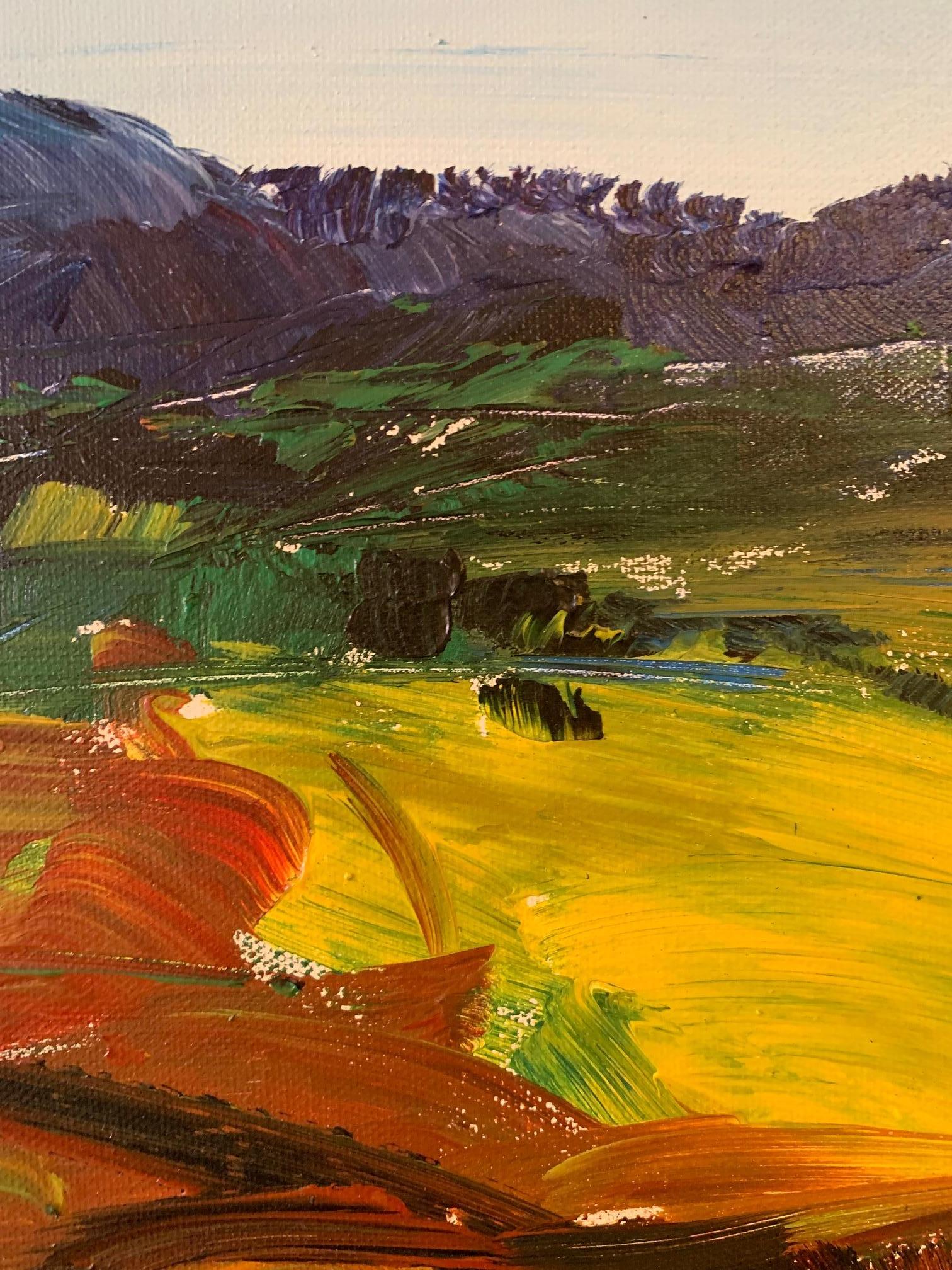 'Green And Yellow Horizon ' oil on canvas by Masri - Expressionist Painting by Masri Hayssam