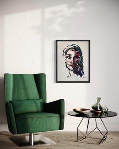 "Her" - Bold Colorful Modern Mixed Media Textured Abstract Portrait of a Woman