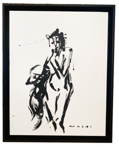 'woman in Black And White ' Figurative, Paper On Board by Masri