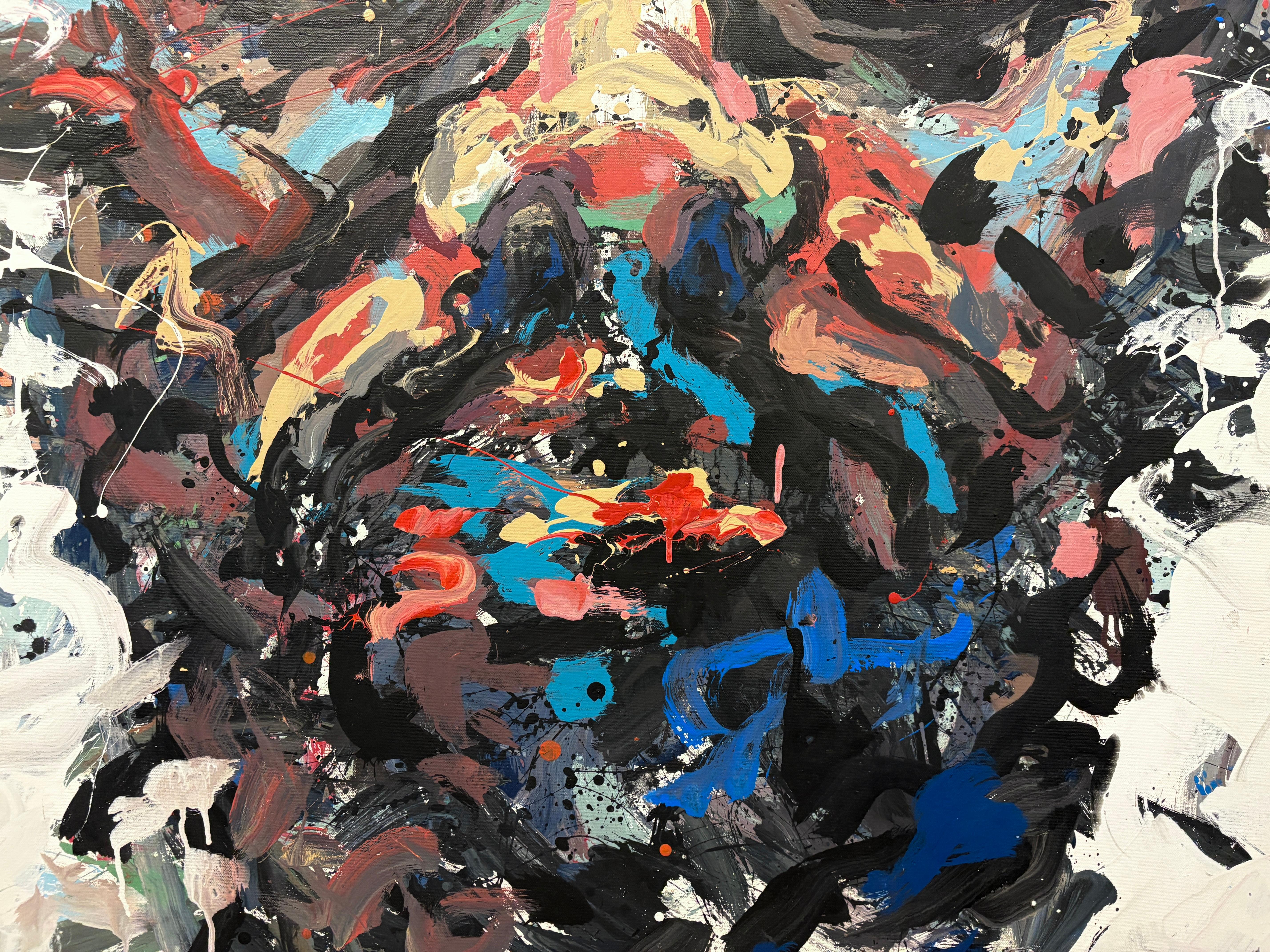 Masri' by Masri - Pintura Abstracta Contemporánea de Gran Colorido Autorretrato en venta 5