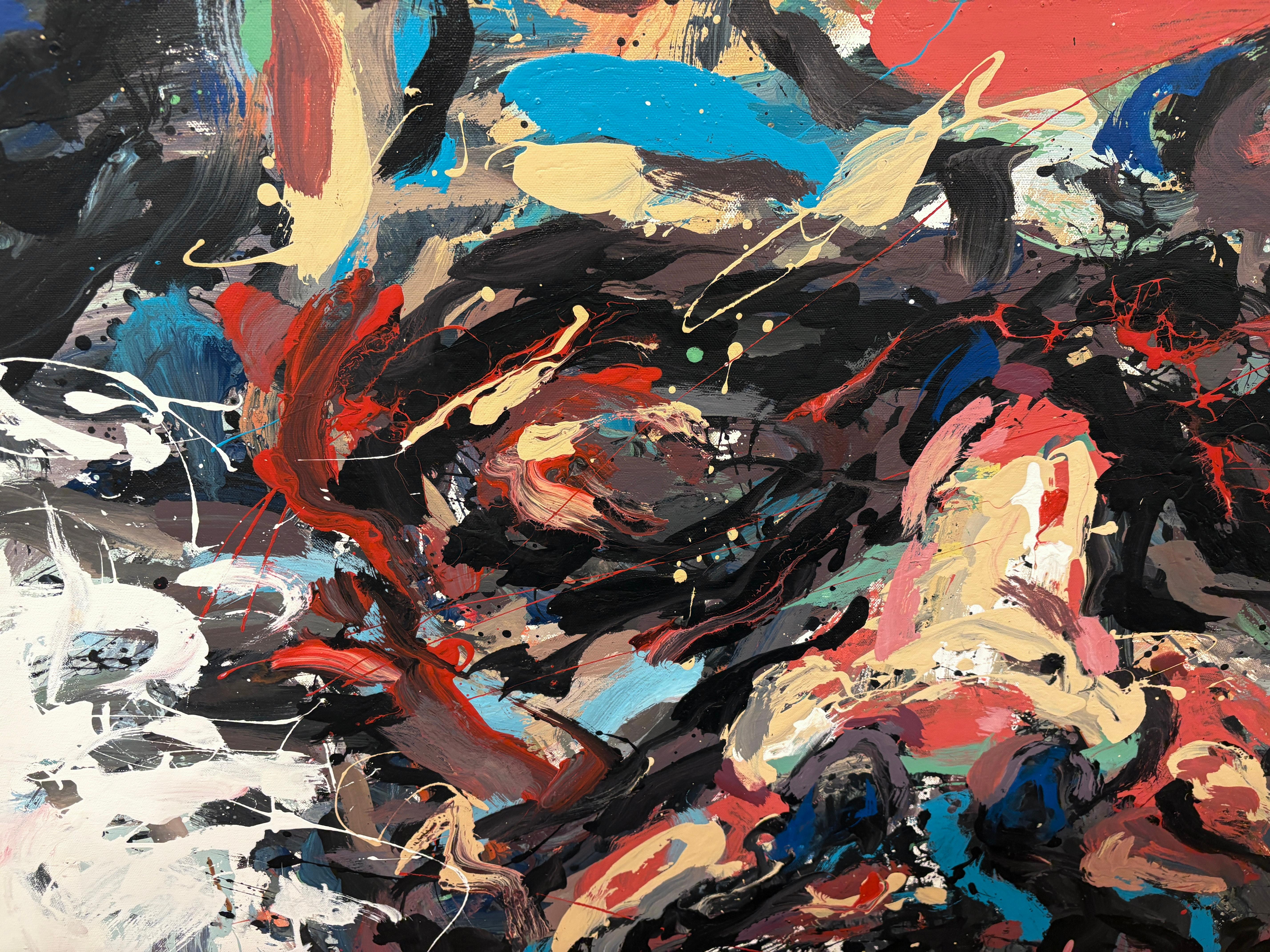Masri' by Masri - Pintura Abstracta Contemporánea de Gran Colorido Autorretrato en venta 1