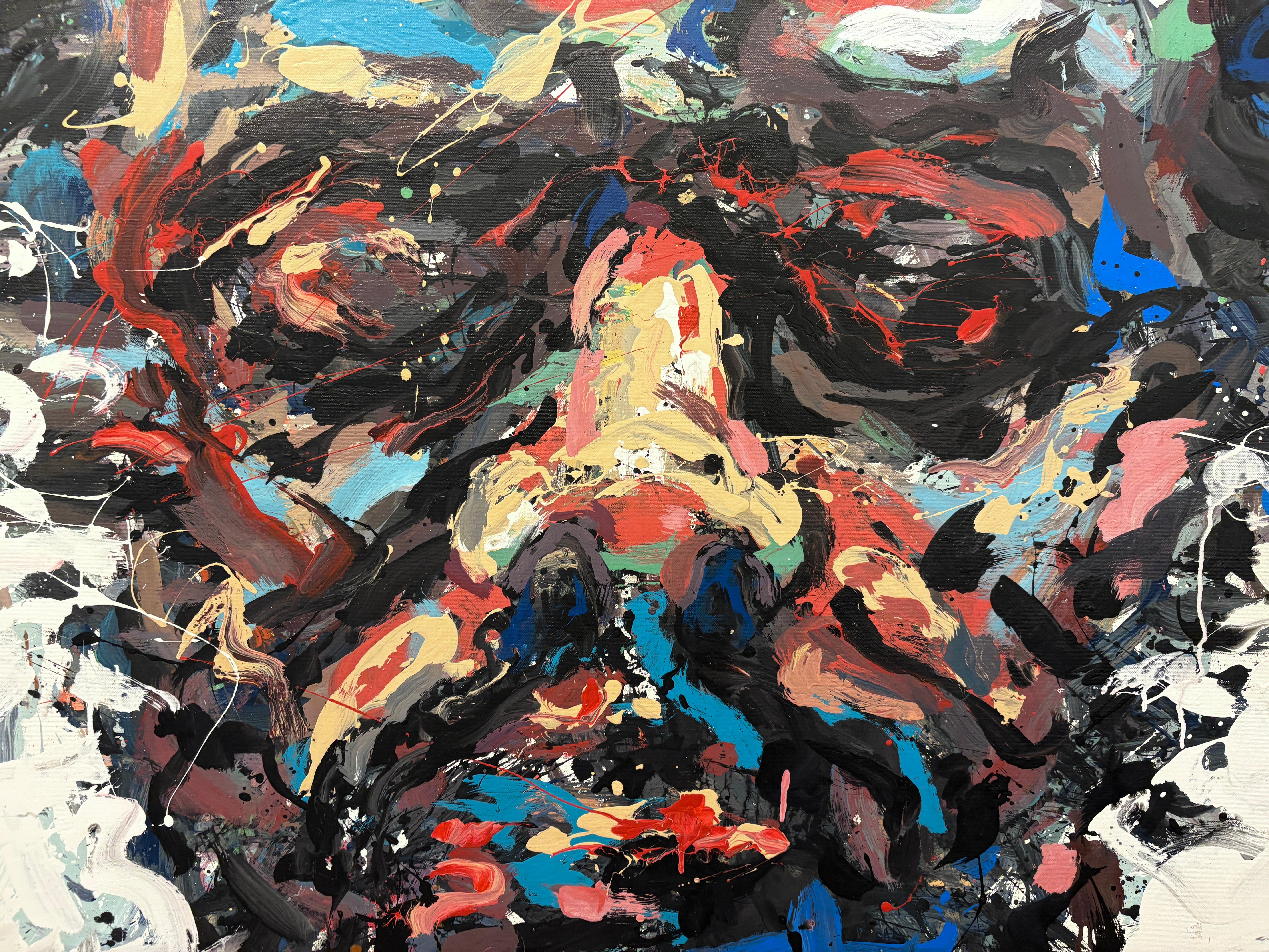 Masri' by Masri - Pintura Abstracta Contemporánea de Gran Colorido Autorretrato en venta 2