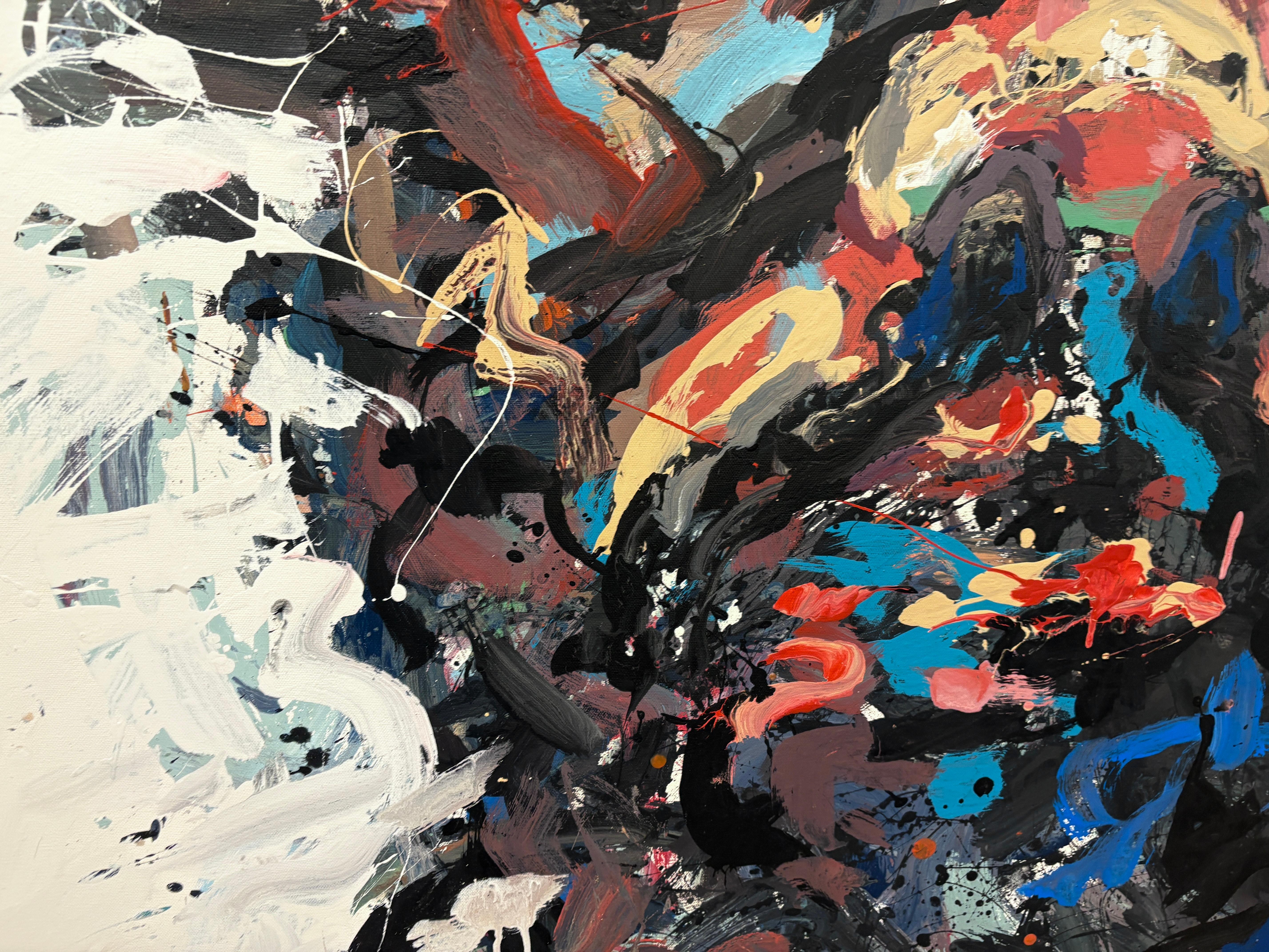 Masri' by Masri - Pintura Abstracta Contemporánea de Gran Colorido Autorretrato en venta 3