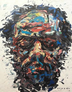 Masri" di Masri - Self-Portrait contemporaneo colorato e di grandi dimensioni