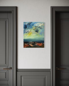 "My Love to Italy" - Original Expressive Italian Landscape - Blue and Yellow Sky