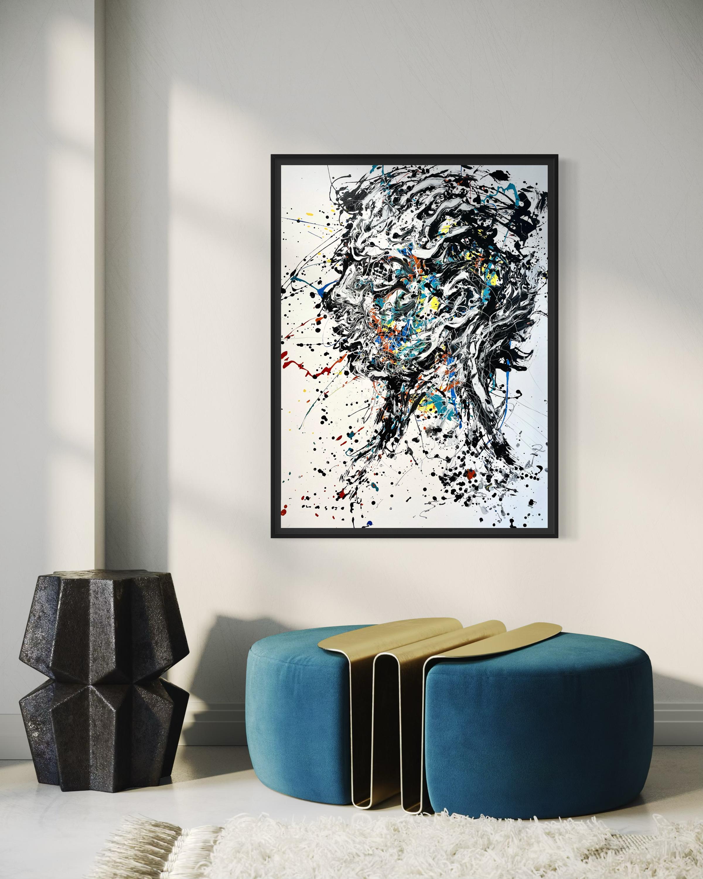 „Naiad“ – Abstraktes Profil einer Frau von Masri – Painting von Masri Hayssam