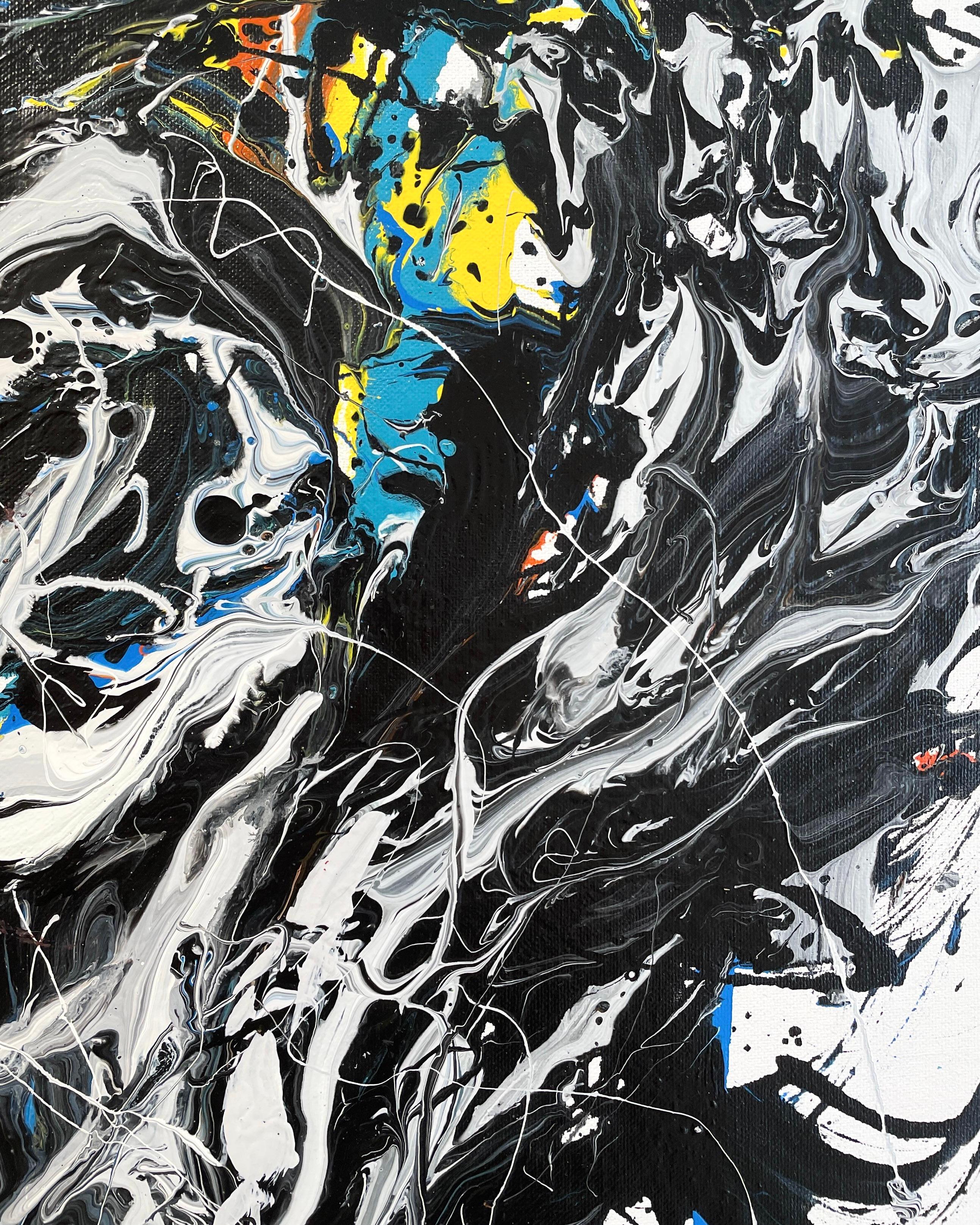 „Naiad“ – Abstraktes Profil einer Frau von Masri (Grau), Portrait Painting, von Masri Hayssam