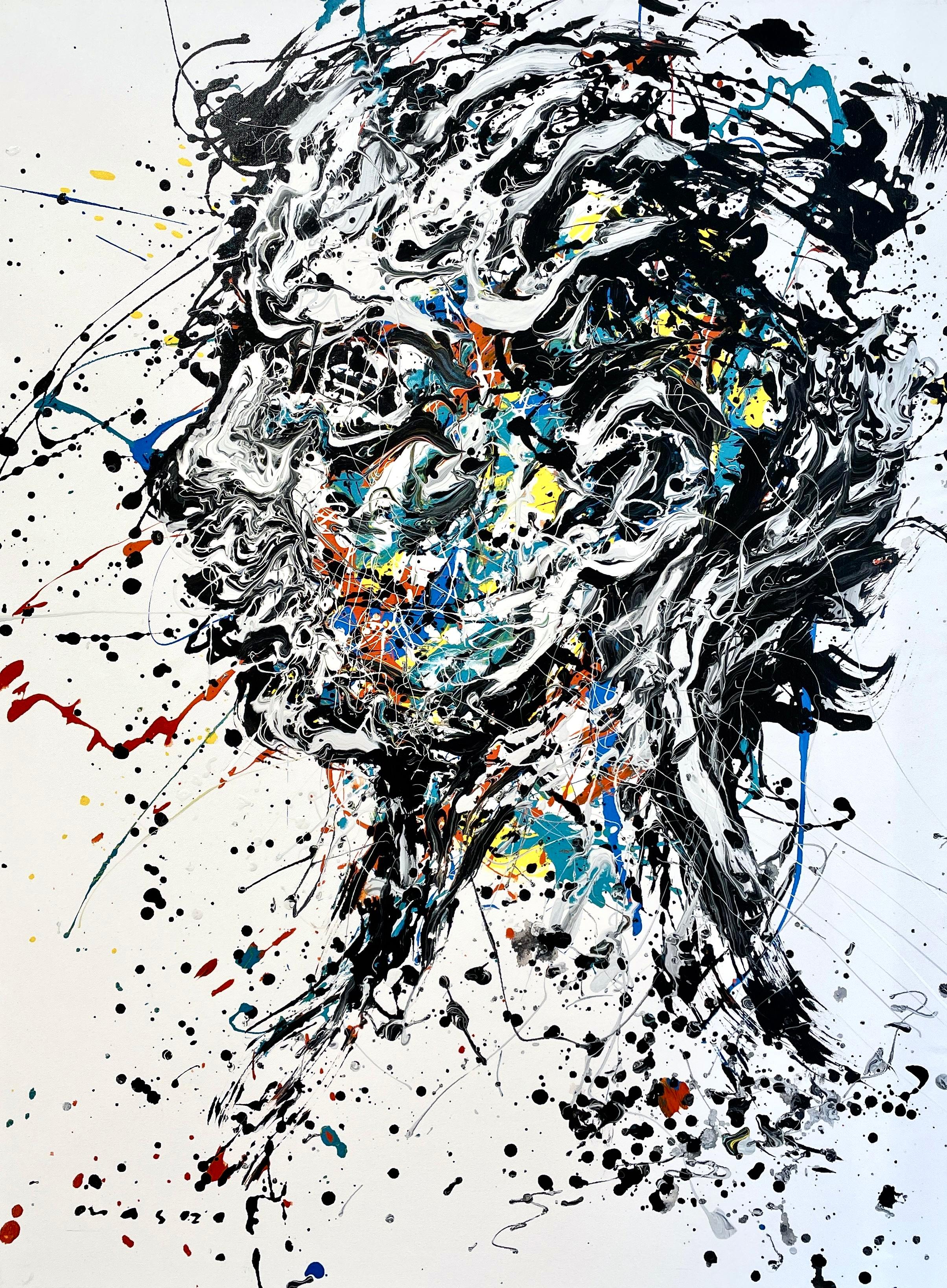 Masri Hayssam Portrait Painting – „Naiad“ – Abstraktes Profil einer Frau von Masri