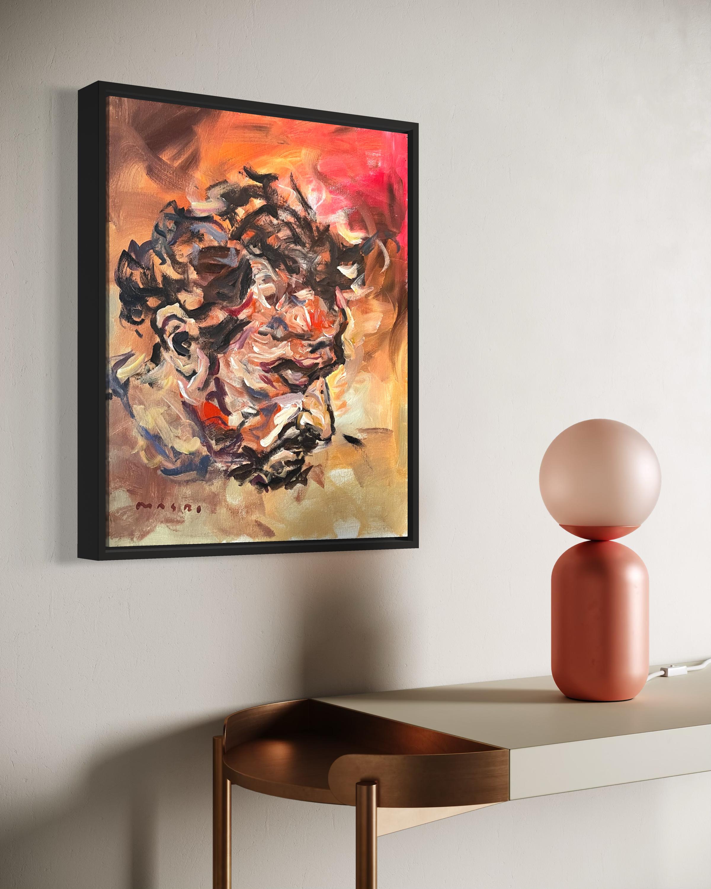 „Obsession“ Abstrakt-expressionistisches Selbstporträt in Mischtechnik von Masri im Angebot 8