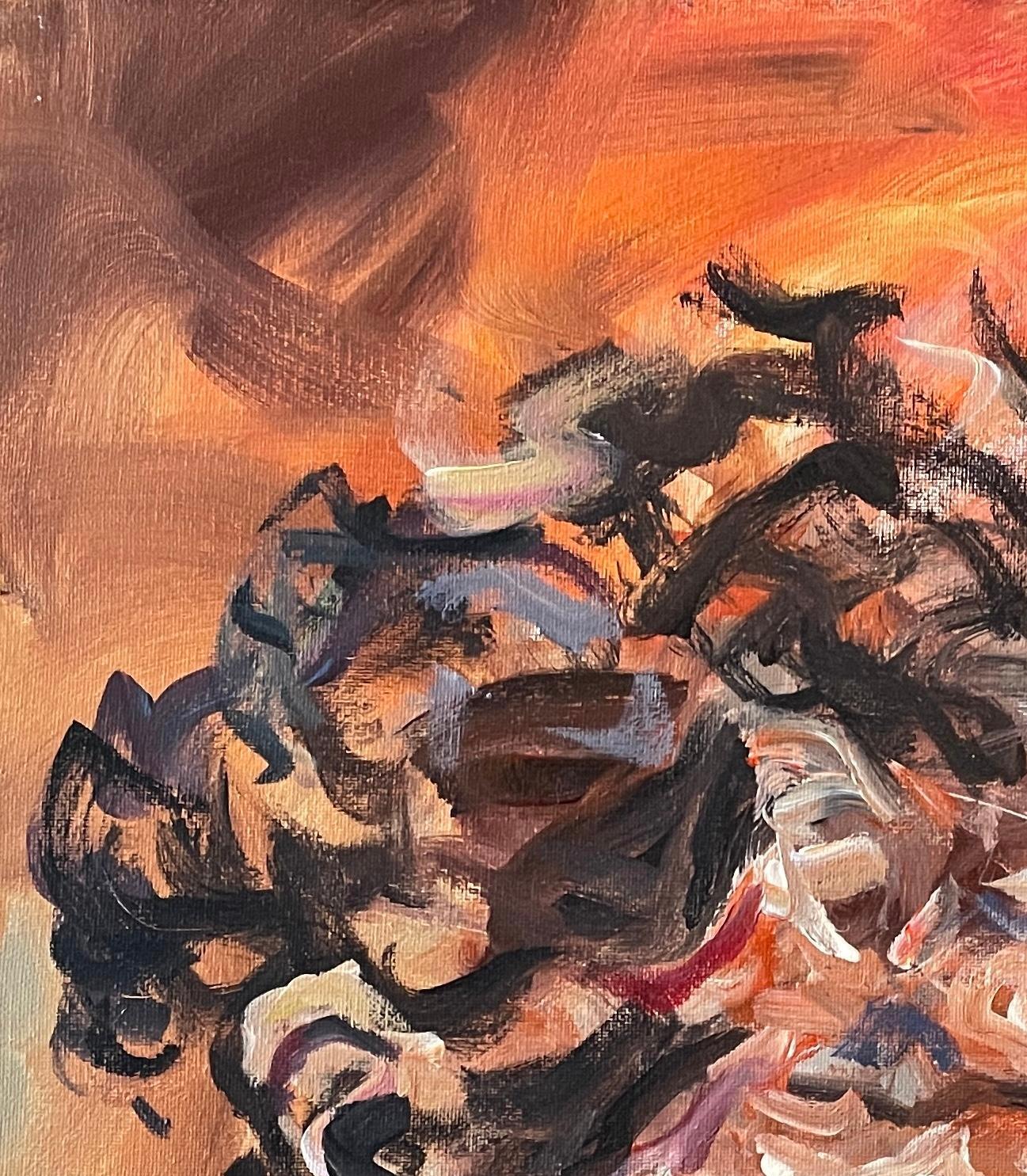 „Obsession“ Abstrakt-expressionistisches Selbstporträt in Mischtechnik von Masri (Expressionismus), Painting, von Masri Hayssam
