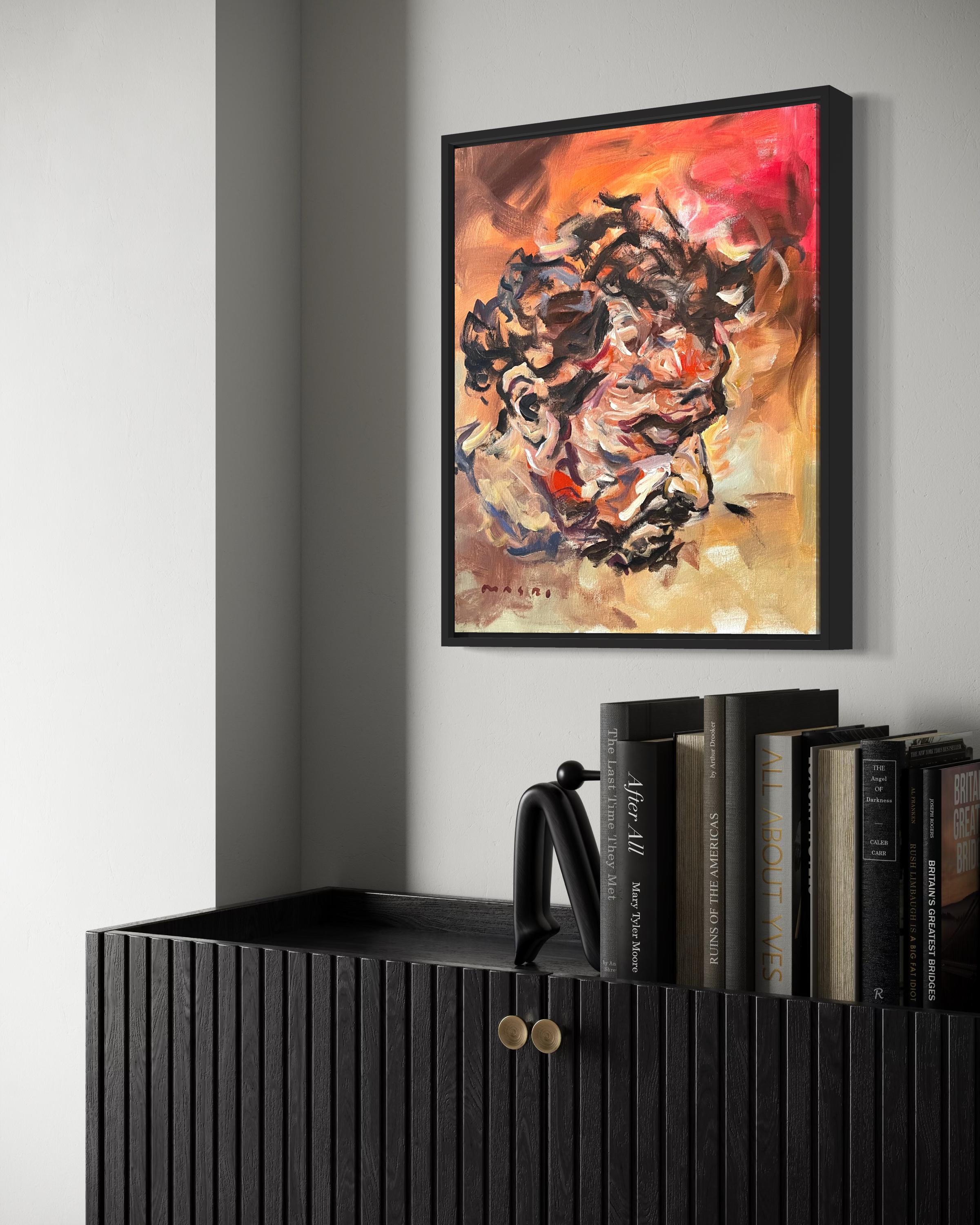 „Obsession“ Abstrakt-expressionistisches Selbstporträt in Mischtechnik von Masri im Angebot 2