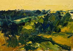 "Paesaggio Con Alberi" - Original Textured Oil Impressionist Italian Landscape