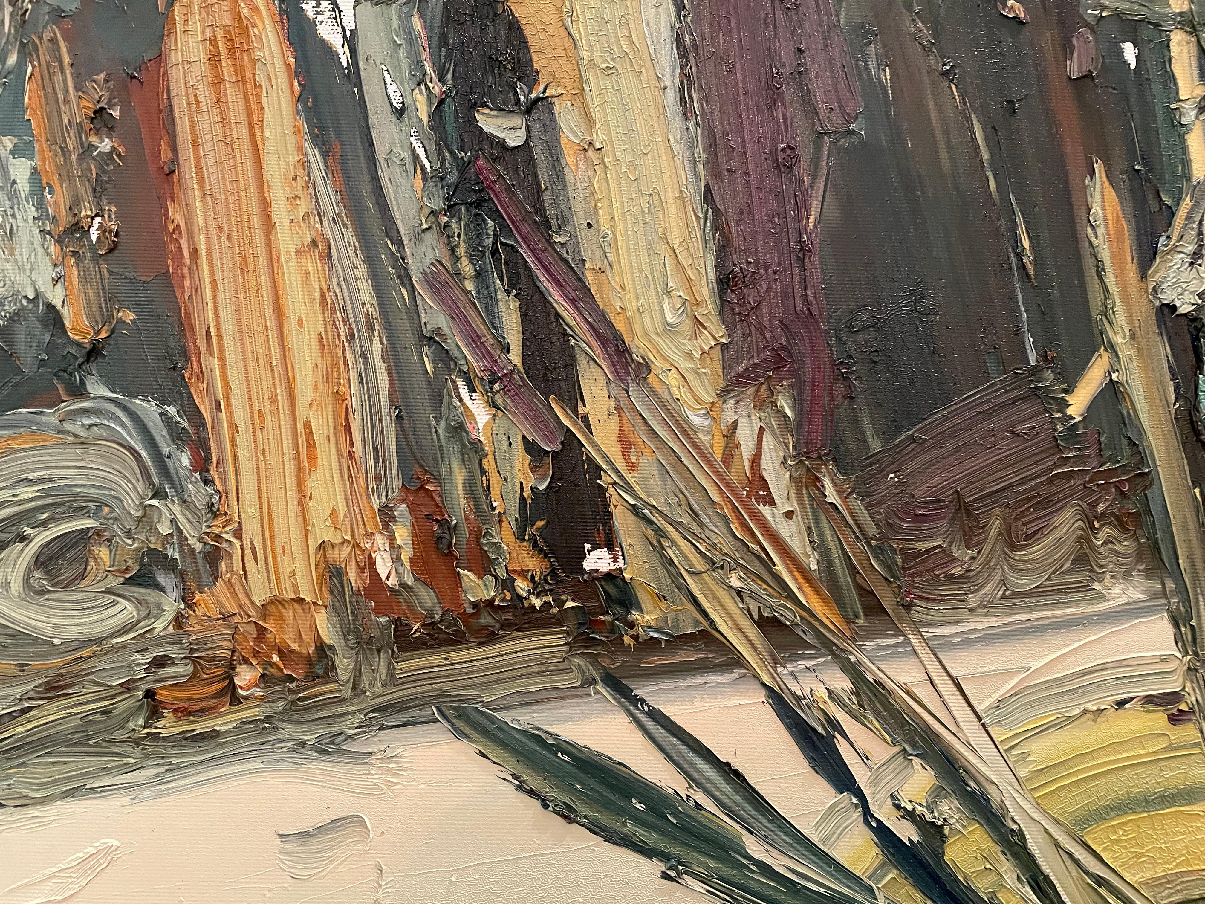 Masri, huile sur toile « Paint brushes and a palette » ( pinceaux et une palette) - Painting de Masri Hayssam