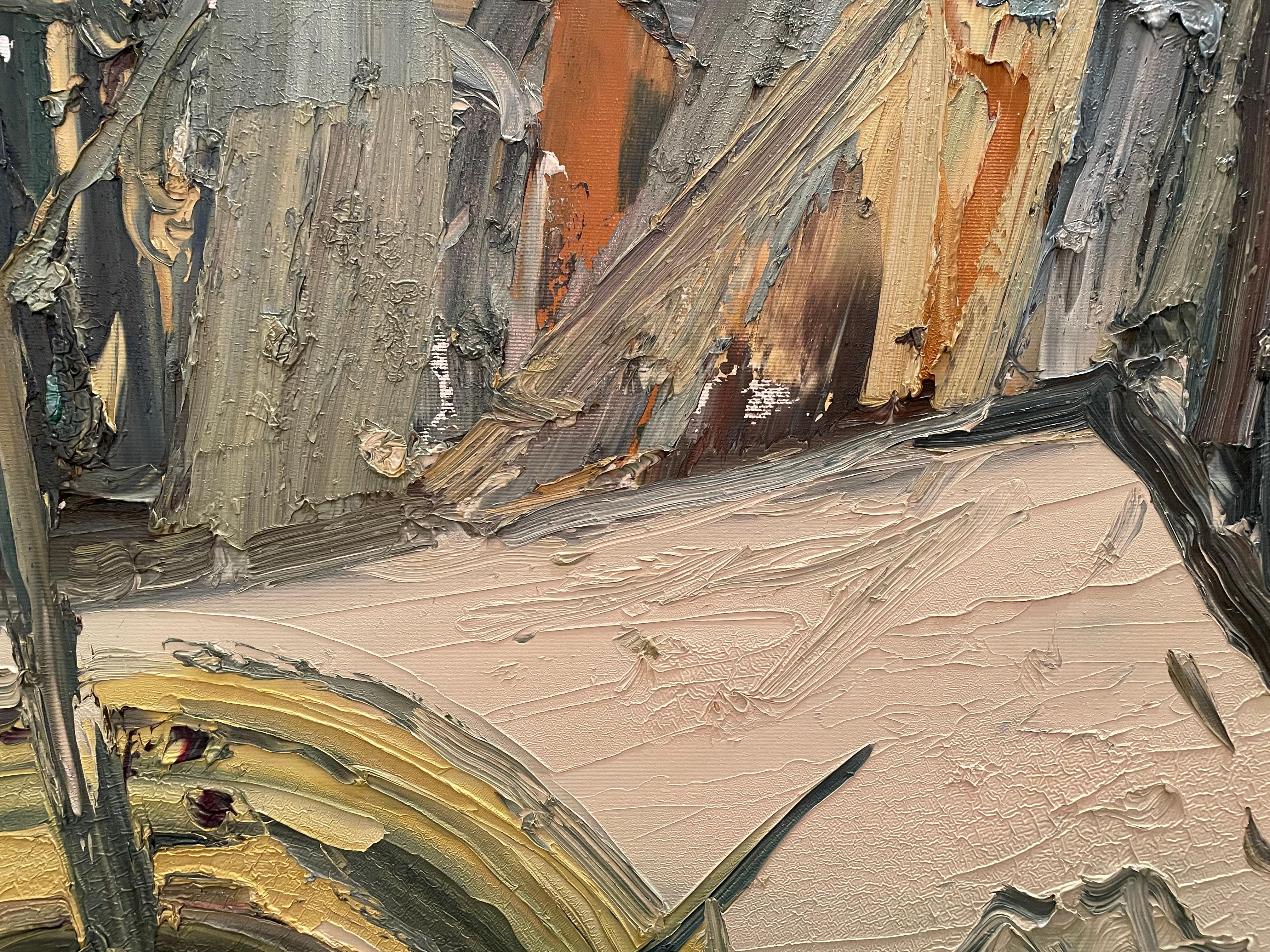 Masri, huile sur toile « Paint brushes and a palette » ( pinceaux et une palette) - Expressionniste Painting par Masri Hayssam