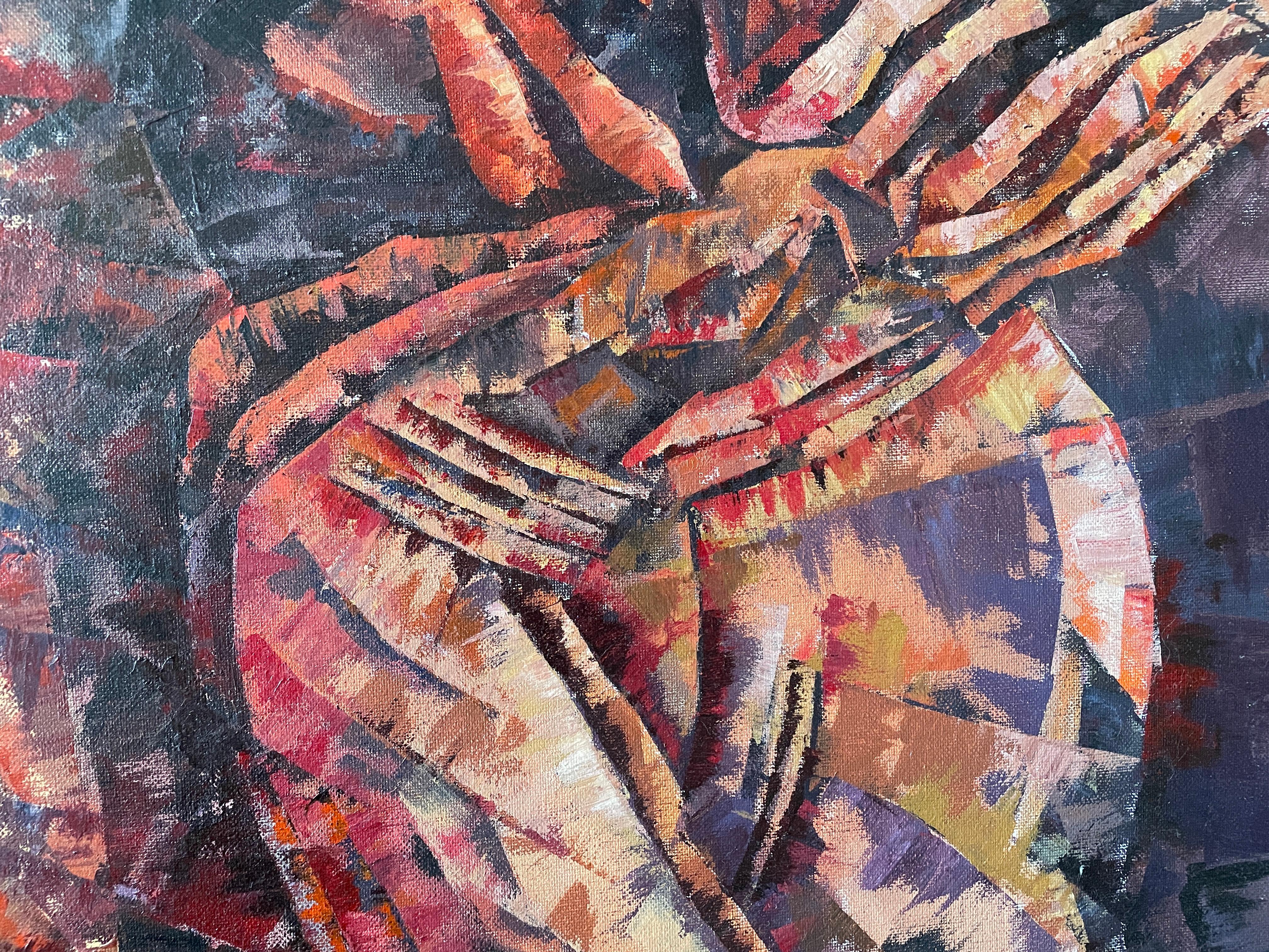 „Shattered Atlas: The Modern Burden“ – Abstraktes Porträt des Kubismus von Masri im Angebot 1