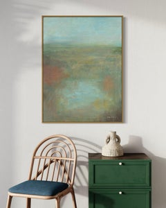 "Silent Horizon" - Moderne postimpressionistische Landschaft in Blau- und Erdtönen