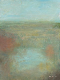 "Silent Horizon" - Modern Post-Impressionist Landscape in Blue and Earth Tones