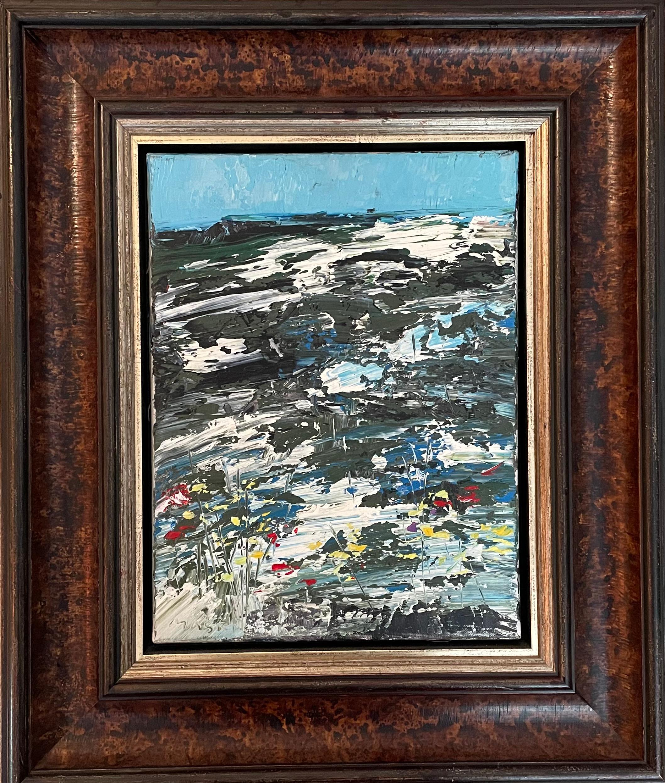 "Snowy Meadow" Huile sur toile Paysage expressionniste abstrait contemporain
