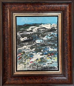 "Snowy Meadow" Huile sur toile Paysage expressionniste abstrait contemporain