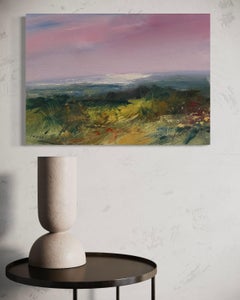 "Sunset in Florence" - Original Contemporary Landscape during Sunset, Purple Sky