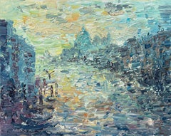 "Sunset Venice Expression" - Modern Impressionist Textural Landscape Painting