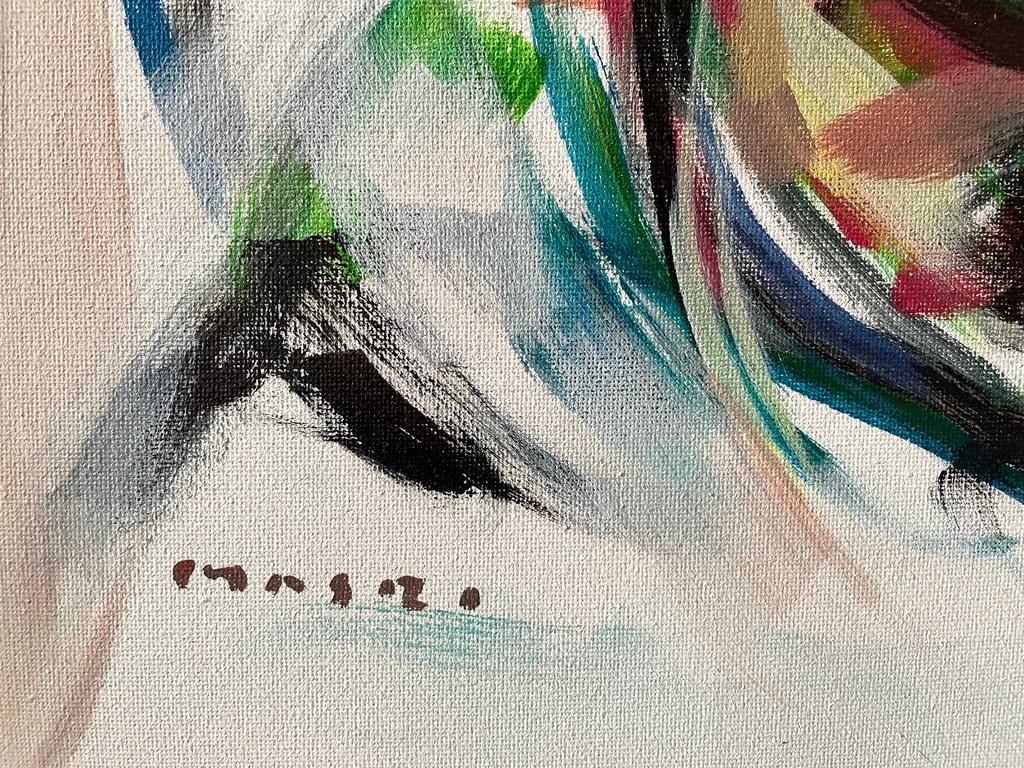 „The Glance“ Abstrakter Expressionismus in Mischtechnik  Porträt einer jungen Frau von Masri im Angebot 7