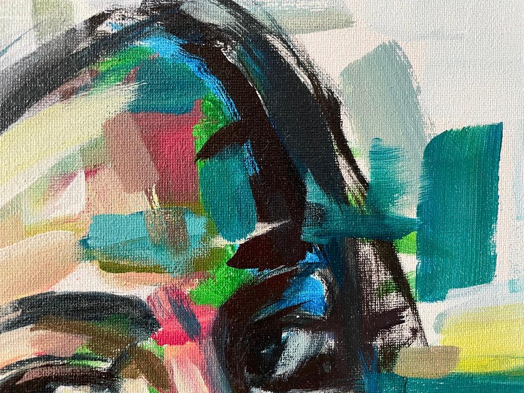 „The Glance“ Abstrakter Expressionismus in Mischtechnik  Porträt einer jungen Frau von Masri im Angebot 3