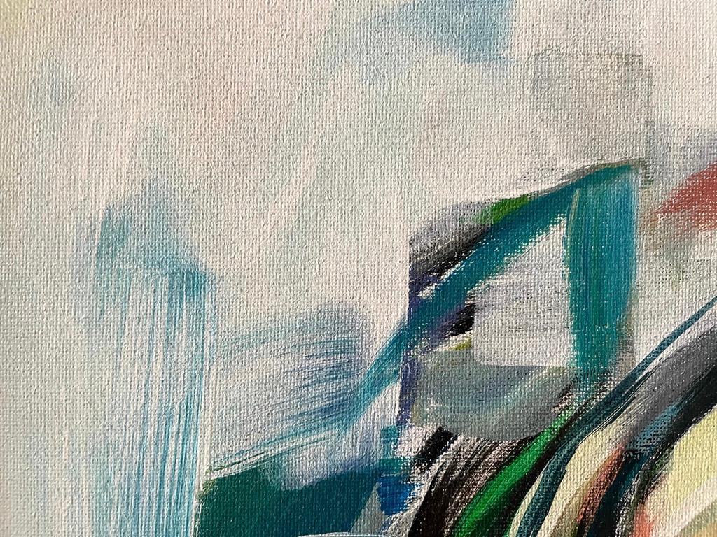 „The Glance“ Abstrakter Expressionismus in Mischtechnik  Porträt einer jungen Frau von Masri im Angebot 5