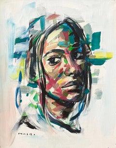 "La Mirada" Expresionista Abstracto de Técnica Mixta  Retrato de mujer joven por Masri