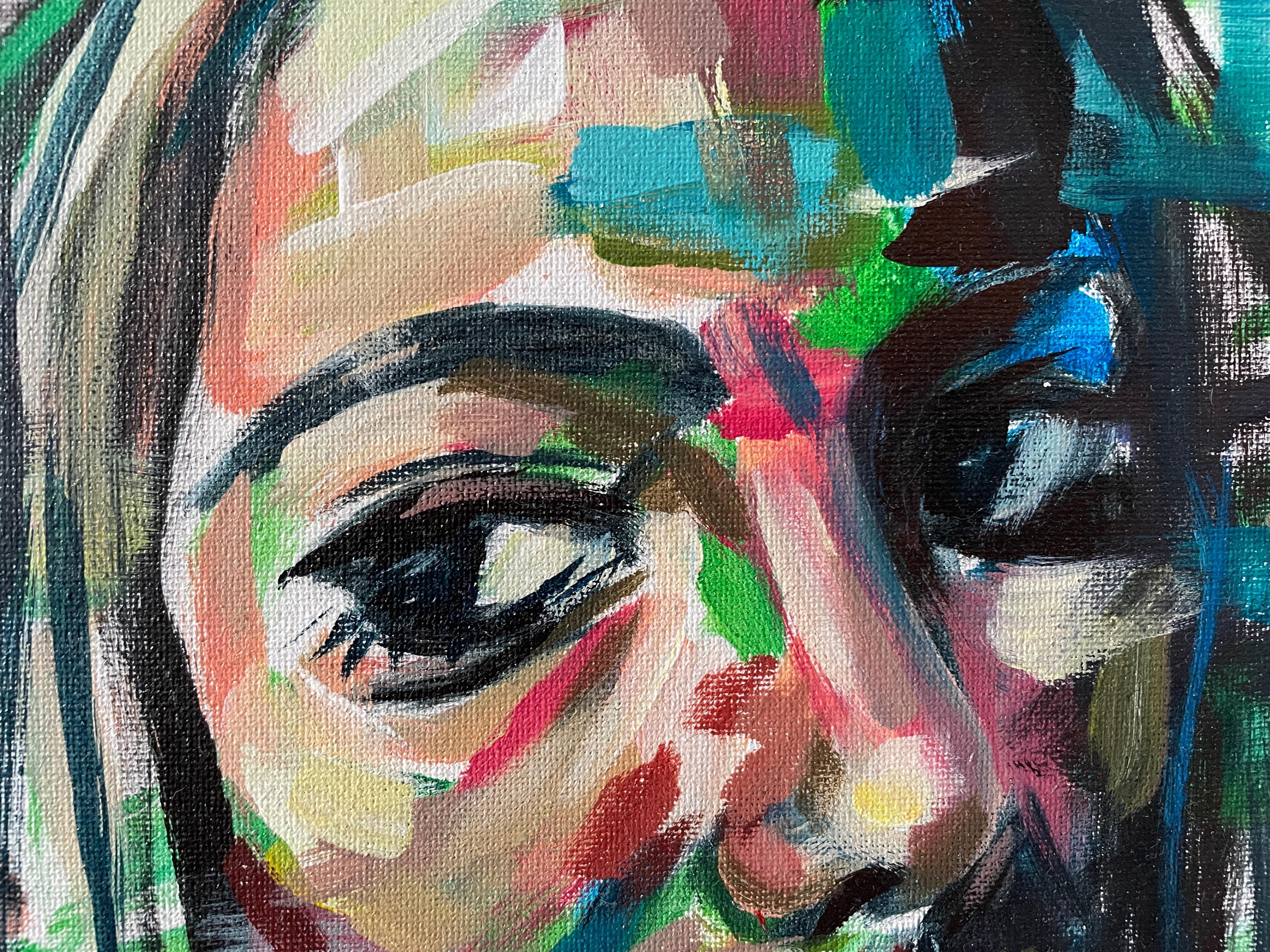 „The Glance“ Abstrakter Expressionismus in Mischtechnik  Porträt einer jungen Frau von Masri im Angebot 2