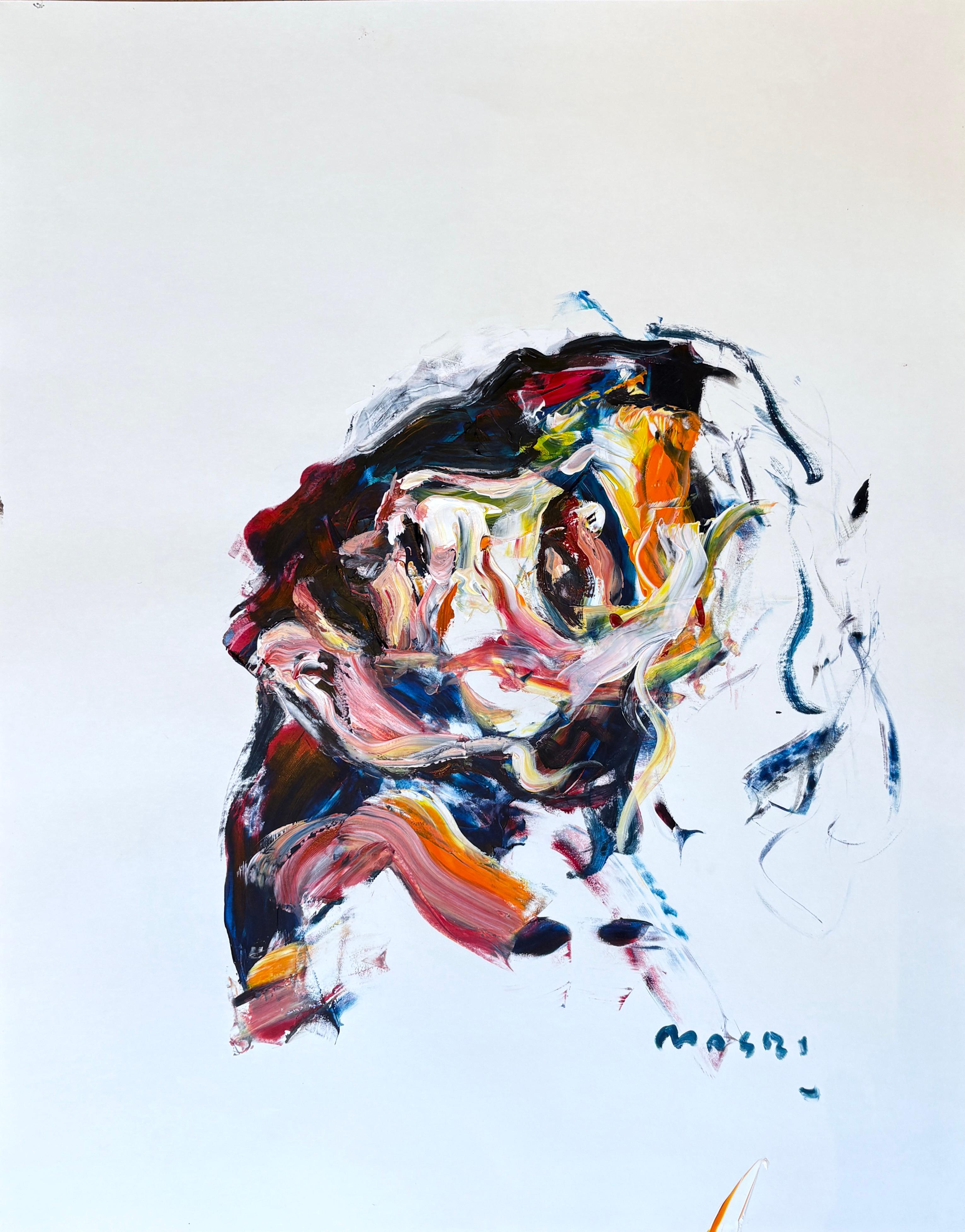 "La Musa" de Masri - Retrato femenino vibrante y colorido pintado con las manos desnudas