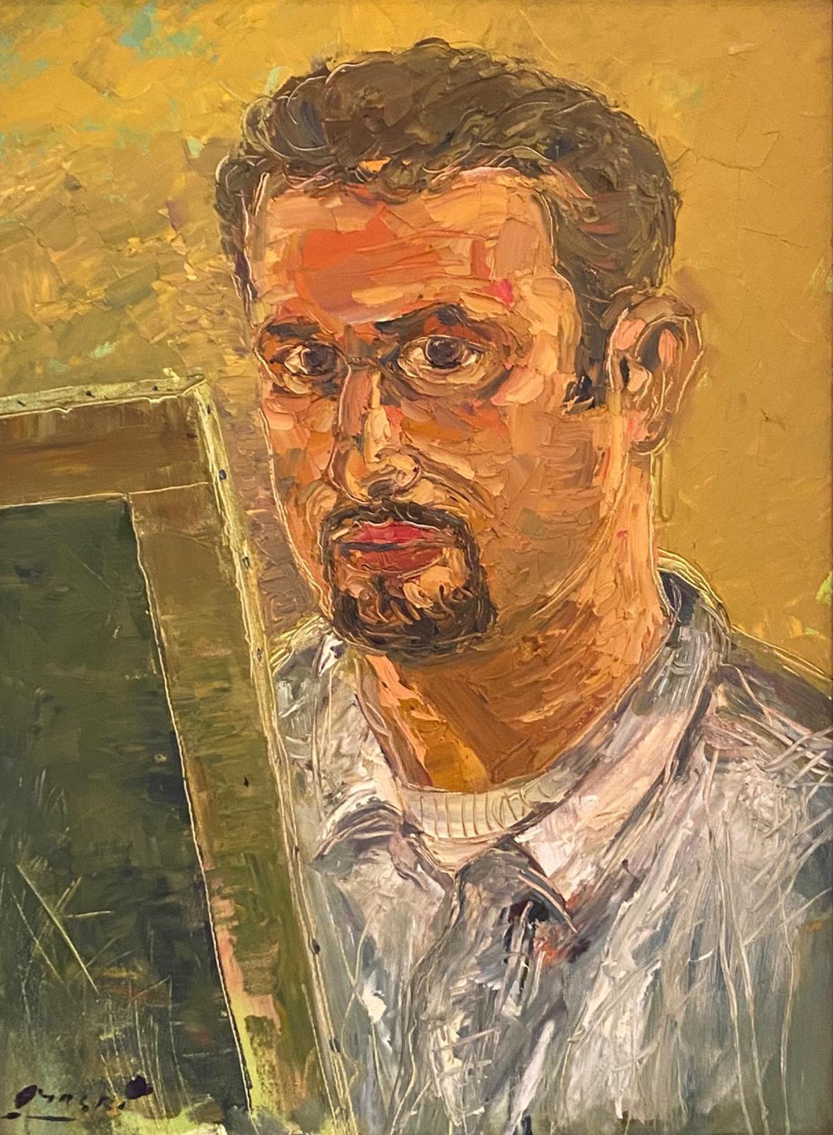 Masri Hayssam Portrait Painting - "The Painter"  Self Portrait  Oil On Canvas by Masri