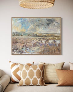 "Cielo minaccioso" - Opera d'arte paesaggistica contemporanea con texture in tonalità della terra