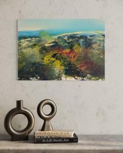 "To, Livorno" - Coastal Italian Landscape with a Blue Ocean and Green Hills