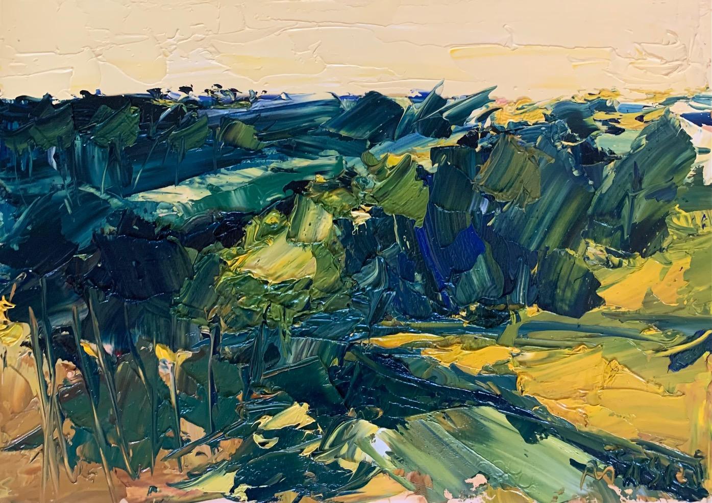 Kleine abstrakt-expressionistische Landschaft „Bäume“ von Masri