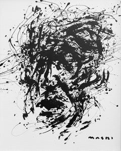 "Untangled" di Masri - Ritratto astratto in bianco e nero - Dipinto a mano nuda